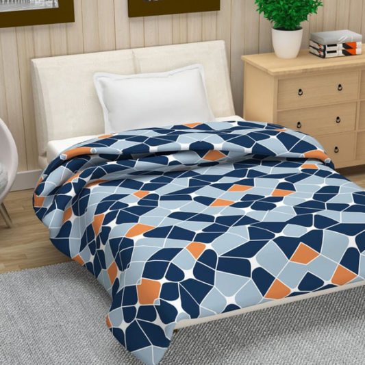 Super soft fabric cotton micro dohar with blue orange and sky geometry pattern(AC blanket)
