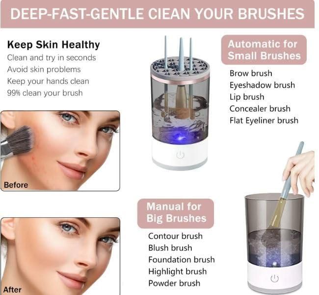 Make Up Brush Cleaner,Electric Brush Cleaner, USB Rechargeable Automatic Deep Cosmetic Cleaning Device